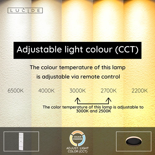 Lucide ESTREJA - Flush ceiling light - Ø 40 cm- LED 3 StepDim - CCT - 2500K/3000K - Black - USP